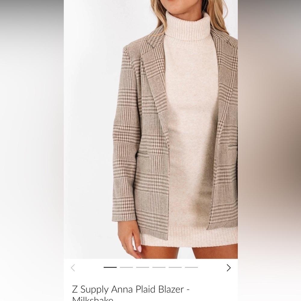 NWT Z Supply Anna Plaid Blazer - Milkshake